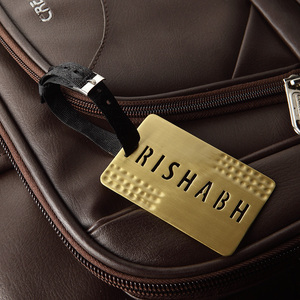 Textured Customisable Brass Modern Handmade Luggage <b>Tag</b> - Product Image 1