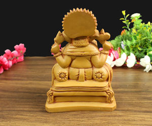 งานฝีมือนิรมลา รูปปั้นพระพิฆเนศเรซิ่นสีน้ำตาลธรรมชาติ สำหรับตกแต่งบ้านและวัด รูปปั้นพระพิฆเนศ แกจานันท์ สำหรับตกแต่ง - Product Image 4