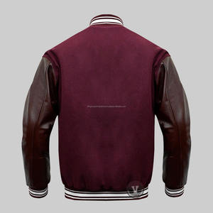 Laine Melton violette avec manches en cuir de vachette doré Varsity Jacket College Varsity Jacket Baseball Varsity Jackets - Product Image 2