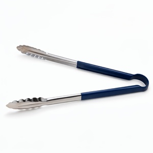 Stainless Steel Heavy Duty <b>Kitchen</b> <b>Tongs</b> 25 cm Heat Resistant Blue Handle | Multipurpose Cooking BBQ Serving <b>Tongs</b> for Food | - Product Image 2