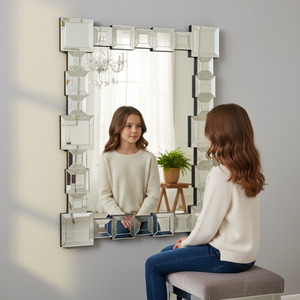 Miroir mural rond de 32 pouces, grand miroir décoratif élégant pour salon, chambre à coucher, salle de bain |   Décoration d'intérieur contemporaine - Product Image 4