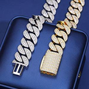 สร้อยคอแบบ Cuban Link ขนาด 12 มม. ถึง 22 มม. สำหรับผู้ชาย ชุบเงิน ประดับเพชรโมอิสซาไนต์ สไตล์พังก์ แร็ปเปอร์ ฮิปฮอป ของขวัญเครื่องประดับ - Product Image 6