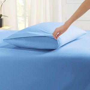 Housse de coussin rectangulaire en coton bleu uni, fermeture à rabat, respirante, tissée, pour la décoration intérieure - Product Image 1