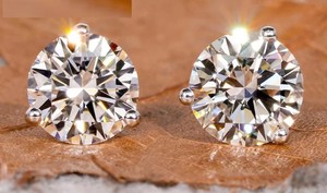 Pendientes de Diamantes Redondos Cultivados en Laboratorio para Mujer, Engaste Clásico para Bodas y Regalos, Venta al Por Mayor, Joyería Fina - Product Image 1