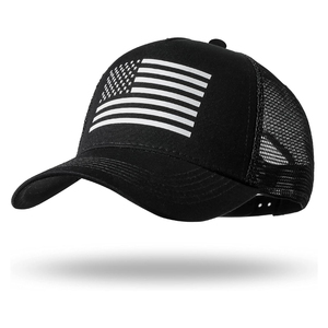 Gorra Trucker Negra de 6 Paneles con Estampado de Bandera Americana por Transferencia Térmica, Parte Trasera de Malla, Ajustable, Unisex, Casual - Product Image 4