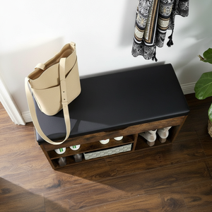 Banco para Zapatos con Gabinete de Almacenamiento, Banco de Entrada de Madera con 3 Compartimentos y Asiento Tapizado para Sala de Estar y Dormitorio - Product Image 3