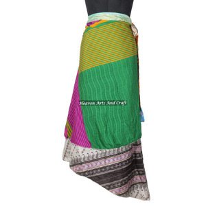New Fashion Asymmetrical Red Color Printed Silk <b>Wrap</b> <b>Skirt</b> Indian <b>Wrap</b> <b>Skirts</b> Wholesale Reversible Two Layer Silk <b>Wrap</b> <b>Skirt</b> - Product Image 6