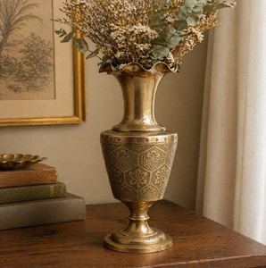 Charming <b>small</b> brass pot <b>vase</b> with a textured neck and a lovely antique-style gold patina. Available at wholesale price. - Product Image 4