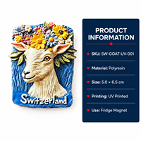 Aimant de réfrigérateur personnalisé en résine 3D, chèvre suisse, impression UV, autocollant animal pour réfrigérateur, cadeau de voyage, souvenir artisanal
