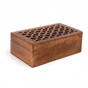 Boîte de rangement pour bijoux en bois naturel avec tiroirs pour bagues, boucles d'oreilles, colliers, bracelets et accessoires - Product Image 1