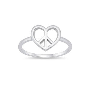 Anillo con Símbolo de Paz en Forma de Corazón, Diseño Clásico, Plata de Ley 925, Joyería Minimalista Hueca para Mujer, Precio de Fábrica al por Mayor - Product Image 1
