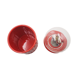 Bocal décoratif en céramique rouge pour Noël, avec globe à neige, Père Noël et rennes, pour le rangement des épices dans la cuisine - Product Image 2