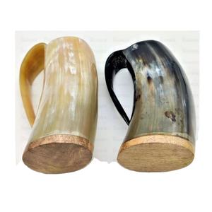 Jarra Vikinga Personalizada para Beber, Jarra de Cuerno de Vaca para Cerveza con Logotipo Personalizado, Natural - Product Image 1