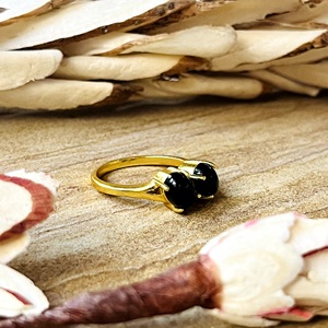 Latest Unique <b>Black</b> Onyx Gold <b>Ring</b> Boho Brass <b>Rings</b> For Women 18k Plated Two Stone Design Vintage <b>Ring</b> For Wholesale/OEM/ODM - Product Image 6