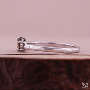 Champagne Pear and Cushion Cut Lab Diamond <b>Two</b> <b>Stone</b> <b>Ring</b> Toi et Moi Style Sterling Silver 925 Elegant Minimal Bridal <b>Ring</b> - Product Image 3