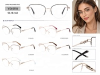 Montures optiques métalliques demi-cerclées œil de chat pour femmes, légères, avec charnières à ressort et embouts de branches en acétate, vente en gros, fabricant de logos personnalisés