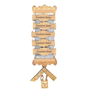 Past Master Craft <b>Masonic</b> Breast Jewel Gold Square Compass Emblem Blue Ribbon Ceremonial Lodge Regalia - Product Image 3