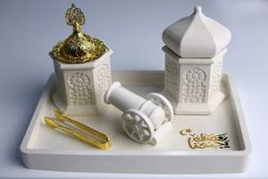 Quemador de incienso de cerámica de lujo con tapa de metal dorado, diseño moderno en forma de cubo para decoración del hogar, regalos y hoteles. - Product Image 5