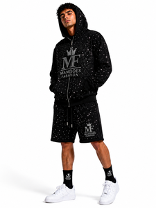 Wholesale Rhinestone Zip-Up Fleece Breathable 100% Cotton Solid Digital Printing Unisex Streetwear Winter <b>Hoodie</b> - Product Image 5