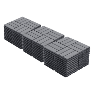 30 PCS Light Gray Acacia Hardwood <b>Interlocking</b> Deck <b>Tiles</b> Striped Pattern 12\" X 12\" for Outdoor Flooring & Patio Bancony - Product Image 1