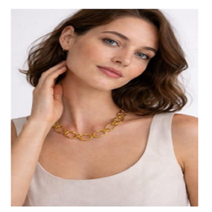 Collier ras du cou à maillons plaqué or pour femme, bijoux en laiton tendance, idéal pour le quotidien, pièce maîtresse. - Product Image 3