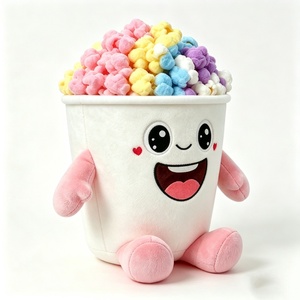 Peluche personalizado de cubo de palomitas de maíz, Peluche de palomitas de maíz en tonos pastel, Peluche de cubo de palomitas de maíz, Peluche de palomitas de maíz, Peluche con forma de comida - Product Image 4