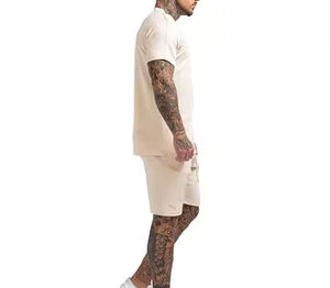Ensemble short et t-shirt col rond pour homme, en coton 100% écologique, léger, 250g, avec impression numérique et broderie - Product Image 3