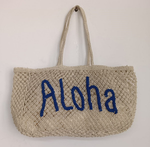 Bolso de playa de ganchillo con letras Aloha azules, estilo bohemio, bolso de hombro de malla para mujer, ligero, de gran capacidad - Product Image 2