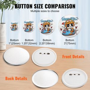 Set di 200 Bottoni Fai-da-Te da 3 Pollici (75mm) con Parte Superiore in Metallo e Base in Plastica/Metallo Trasparente F - Product Image 5