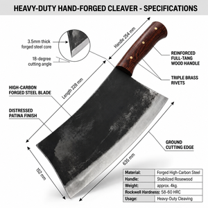Couteau de boucher professionnel en acier au carbone forgé à la main, manche en bois de rose, lame de découpe robuste pour la cuisine - Product Image 2