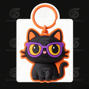 พวงกุญแจซิลิโคน & ยางสำหรับฮาโลวีน OEM | ฟักทองออกแบบได้เองรูปแมวดำแม่มด | ของขวัญวันหยุดที่น่ากลัวสนุกและมีตราสินค้า - Product Image 4