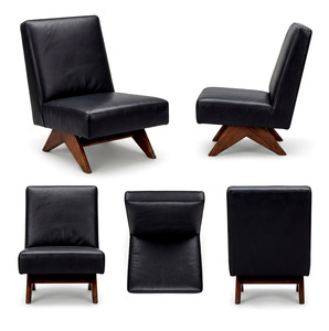 Sillón de Estilo PJ de Lujo al por Mayor, Sillón de Salón sin Brazos de Madera Maciza de Mediados de Siglo, con Detalles en Cuero Genuino, para Oficina y Sala de Estar - Product Image 5