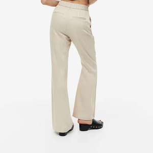 Pantalon évasé vintage pour femme de haute qualité et élégant, grande taille, 100 % coton, taille élastique, respirant, séchage rapide - Product Image 5