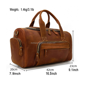 Men's Genuine Leather Duffle Bag with Multiple Compartments and Top Handle for Travel - Product Image 4