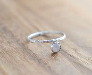 Sterling Silver Rose Quartz <b>Stacking</b> Ring 925 Silver 5mm Stone Minimalist Women Jewelry Handmade Wholesale Supplier - Product Image 4