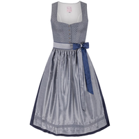 Gaun Midi A-Line Vintage Tanpa Lengan Kerah Bergelombang Beludru Ramah Lingkungan Detail Kancing Tenun Warna Biru Muda Kontras