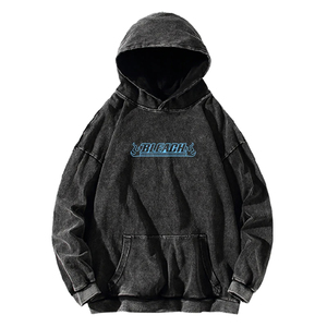 Sweat-shirt à capuche pour homme, coupe classique, gris foncé, effet délavé, avec poche avant, style streetwear, 100% coton jersey, hiver - Product Image 1
