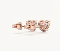 Boucles d'oreilles en or rose 14 carats certifiées IGI en forme de cœur, fermoir cœur mignon pour bijoux fins pour femmes