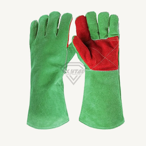 Custom Split Cowhide Leather Welding <b>Gloves</b> Heat Resistant Safety Work <b>Gloves</b> <b>Long</b> Cuff Industrial Protective <b>Gloves</b> - Product Image 2