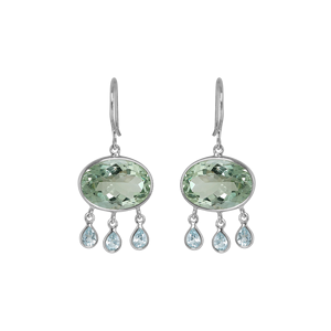 Boucles d'oreilles pendantes en argent sterling 925 avec améthyste verte et topaze bleue, pierres précieuses ovales, bijoux fantaisie, vente en gros - Product Image 5