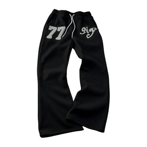 Men's Wide Leg <b>Stacked</b> Sweatpants Y2K Cross Graphic Baggy Flared Sweatpants Workout Gym <b>Jogger</b> Pants - Product Image 1
