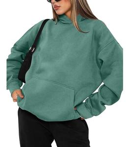 New Arrival Of Women's 100% Cotton Long Sleeve Round Neck Shoulder Slope Solid Color Comfortable Pullover Hoodie - Product Image 1