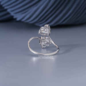 14KT White Gold Round Cut Lab Grown Diamond Heart Shape Ring for Women Luxury 28 <b>Stone</b> Jewelry Anniversary Wedding Gift 2.1g - Product Image 6