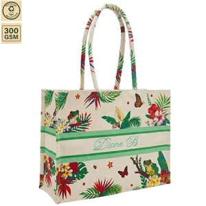 300 GSM Laminated Cotton Canvas <b>Beach</b> <b>Tote</b> <b>Bag</b> <b>Beach</b> Travel 40x33x16 cm Custom Logo Wholesale OEM Private Label Model SS348 - Product Image 1