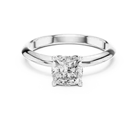 Bague solitaire en diamant de laboratoire taille coussin 1 carat, griffes à bords coupés, tige en or massif 18 carats, certifiée IGI, pour tous les jours et les occasions spéciales