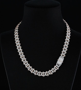 Luxury Moissanite Diamond Cuban Link Chain 925 Silver Rhodium Plated Iced Out Hip Hop <b>Statement</b> <b>Necklace</b> Fine Jewelry For Unisex - Product Image 5
