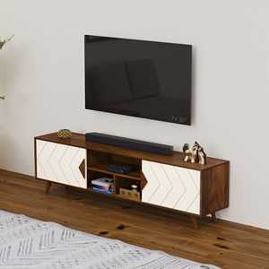 Mueble para TV Wilbrome Brown Maple & Frosty con estantes de almacenamiento, unidad de entretenimiento para televisores de hasta 65 pulgadas - Product Image 6