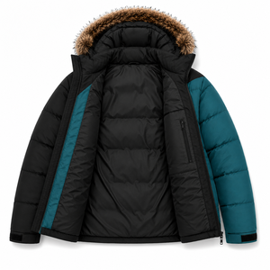 Private Label Men's Corduroy Waterproof Windproof Puffer <b>Jacket</b> Embroidered Logo Faux <b>Fur</b> Trim <b>Hood</b> Thick Filled Winter <b>Jacket</b> - Product Image 4