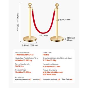 4 Corde in Velluto con Pali in Acciaio Inox, Base Cava, 2 Pali in Velluto Rosso, Barriere per il Controllo della Folla per Ristoranti e Hotel - Product Image 4