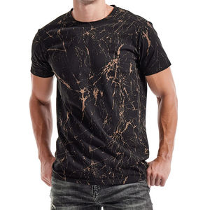 Camiseta de Manga Corta para Hombre, Diseño de Mármol Negro y Dorado, Corte Ajustado, Cuello Redondo, Informal, Tejido de Poliéster Transpirable, Fabricación OEM ODM - Product Image 1